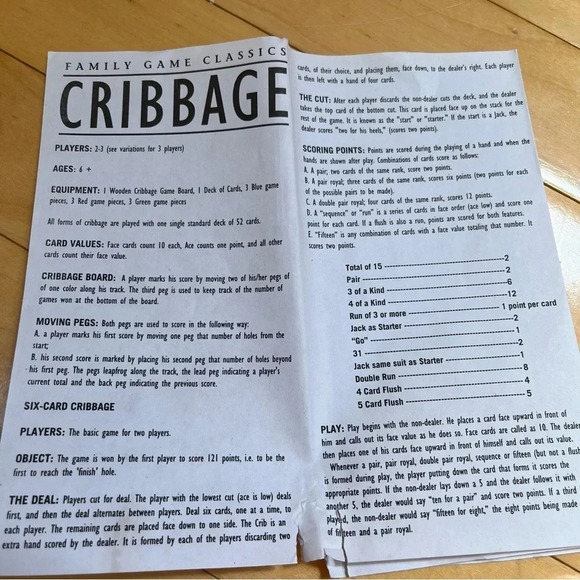 FUNDEX Foldable Cribbage Triple Track Game Solid Wood w/Playing Cards in Tin NEW - Picture 6 of 6